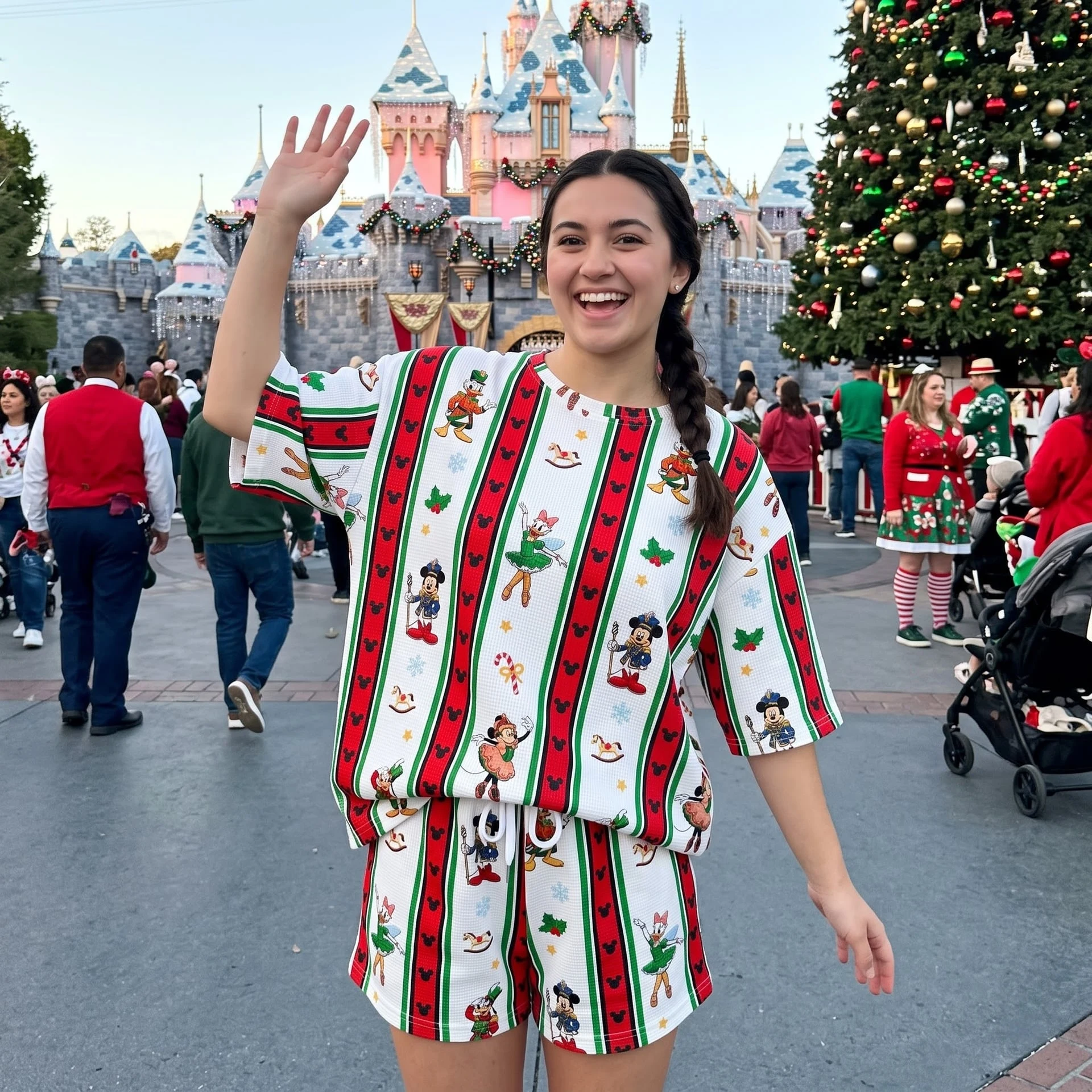 Disney Christmas Nutcracker Waffle Shirt and Shorts Set, Holiday Character Outfit, Festive Theme Park Set - Image 3