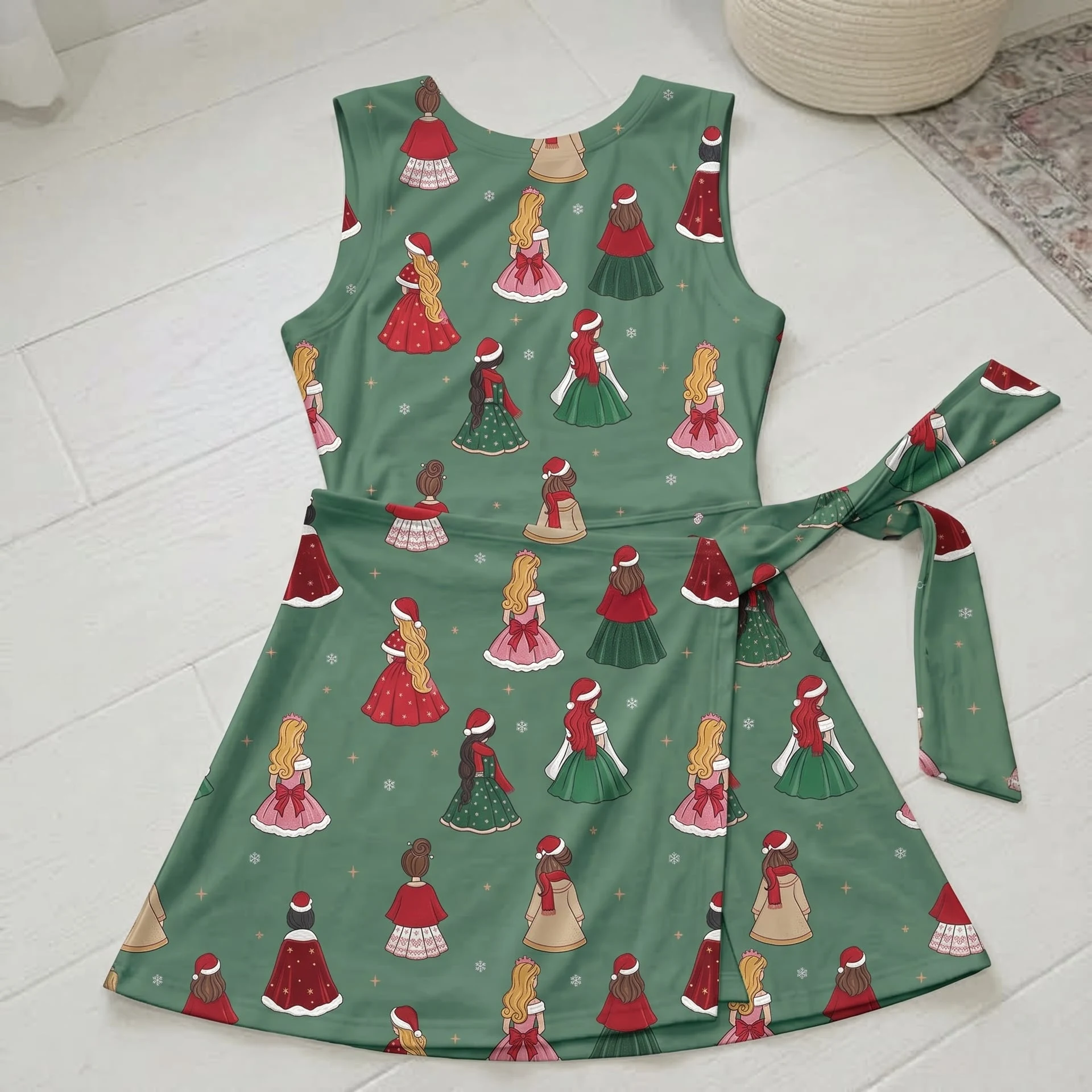 Christmas Princess Matching Tennis Dress, Mommy and Me Holiday Outfit, Festive Theme Park Dress Set - Image 2