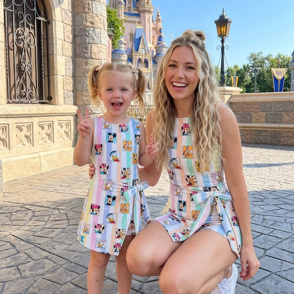 Disney Characters Mommy and Me Tennis Dress, Pastel Matching Outfit, Theme Park Vacation Dress Set - Image 5