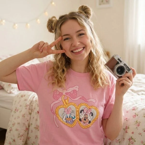 Disney Mickey & Minnie Bow Shirt, Couple Disney Heart Tee - Image 3