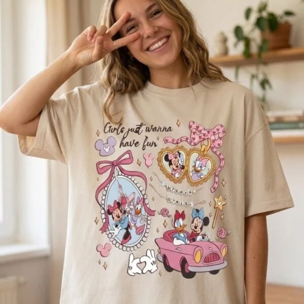 Disney Girls Just Wanna Have Fun Shirt, Minnie Daisy Bows Tee, Disney Girl Trip - Image 2