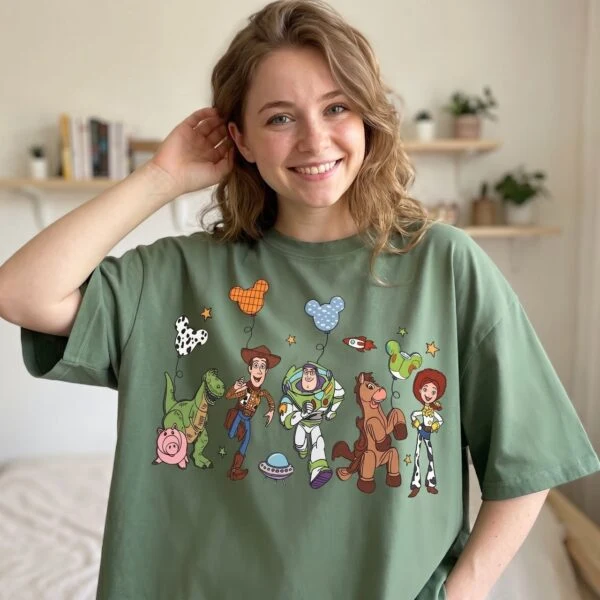 Disney Toy Story Friends Shirt, Woody Buzz Jessie Rex & Bullseye Character Graphic Vacation Tee - Image 3