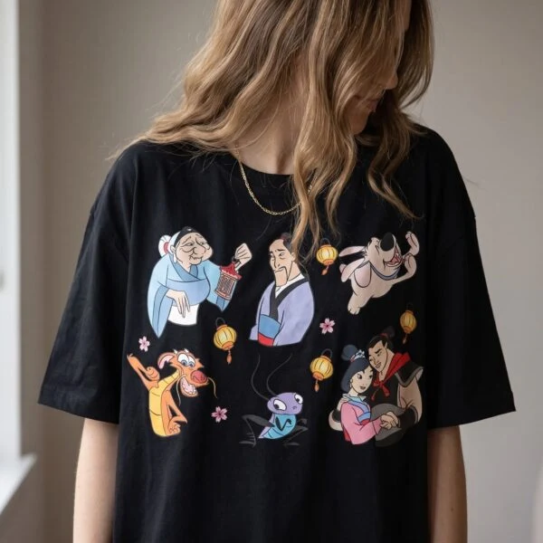 Disney Mulan Characters Shirt, Cute Mushu & Mulan Family Graphic Vacation Tee - Image 2