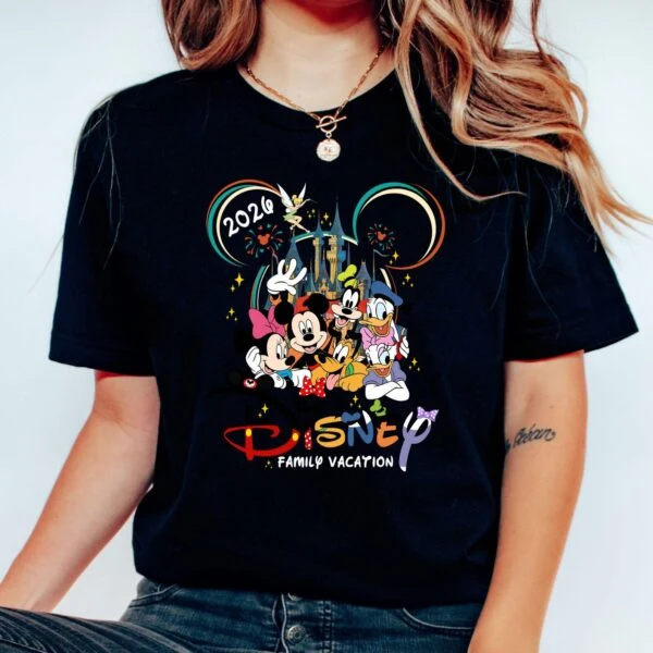 Disney Family Vacation 2026 Shirt, Mickey Minnie Donald Daisy & Goofy Castle Graphic Vacation Tee - Image 2