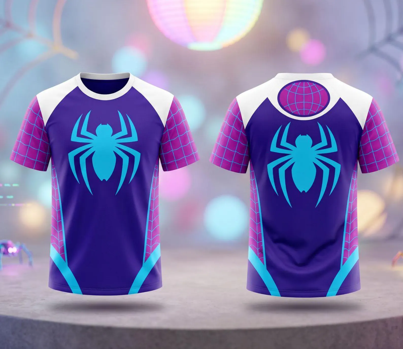 Spider Gwen Inspired Cosplay Hoodie Jogger Set, Purple Web Hero Superhero Tracksuit, Gwen Stacy Sweatshirt Pants, Park Theme Outfit Women - Image 4