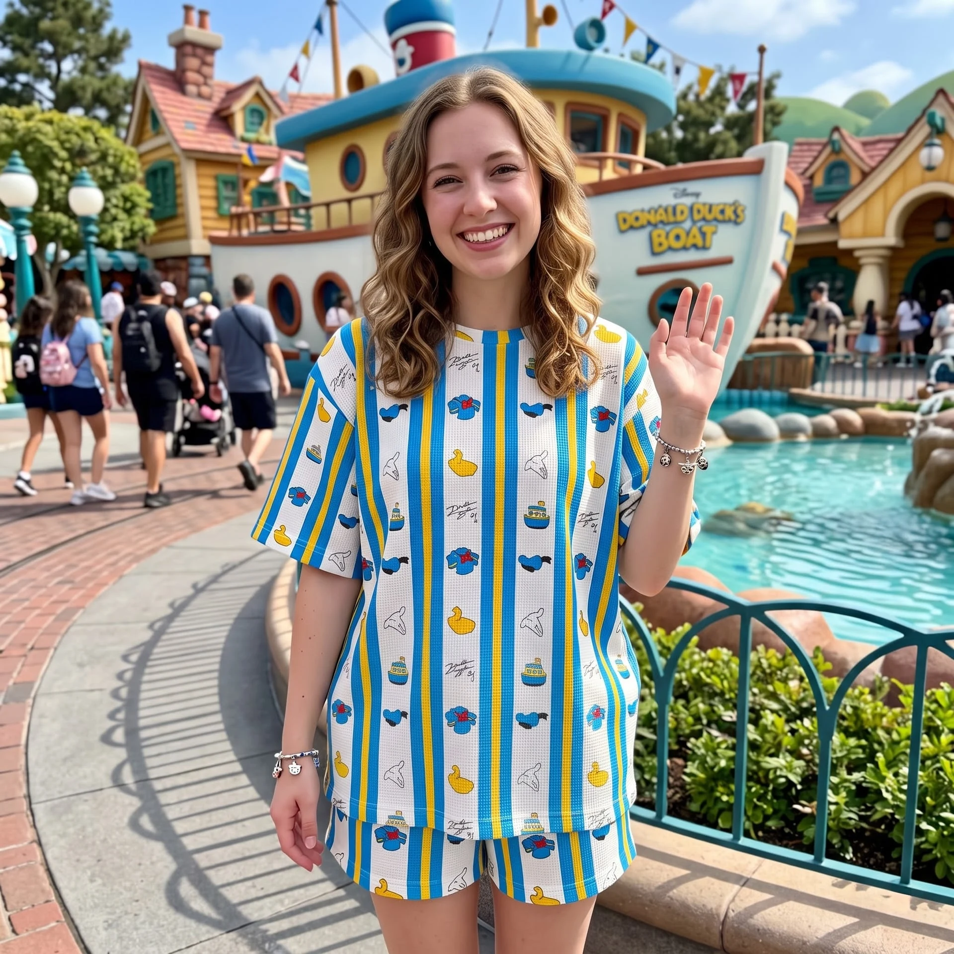 Disney Donald Duck Waffle Loungewear Set, Character Shirt and Shorts, Theme Park Vacation Outfit - Image 4