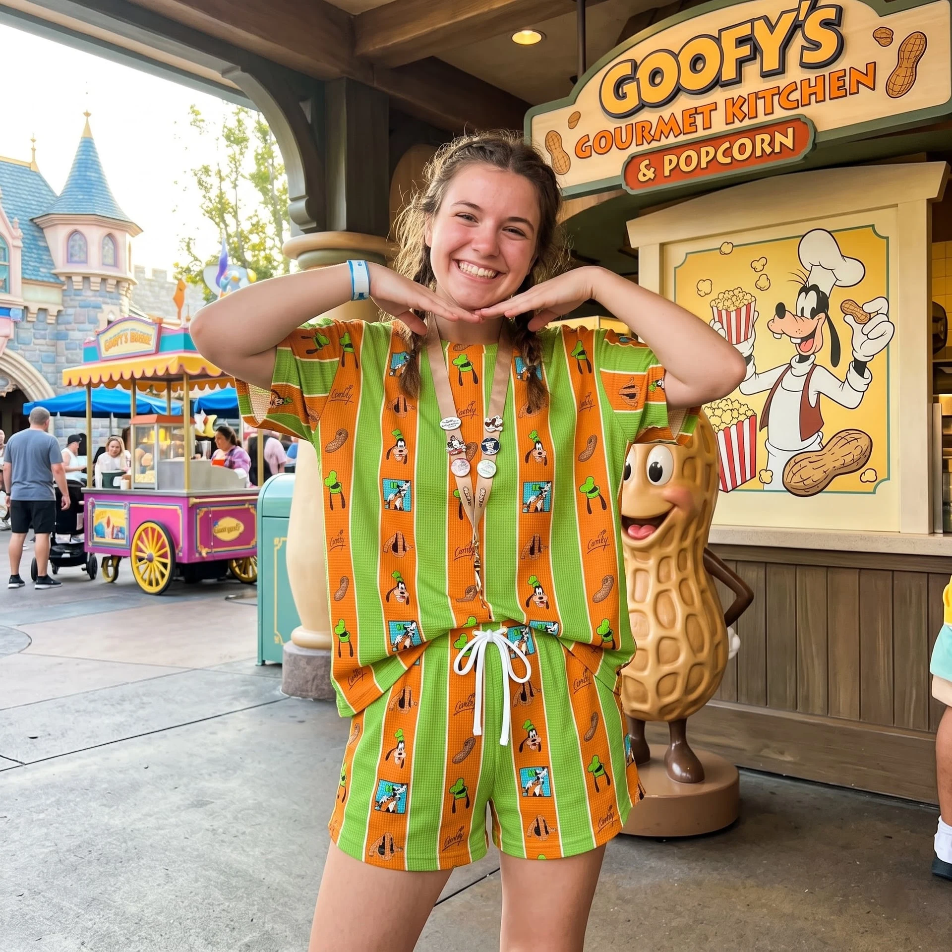 Disney Goofy Waffle Loungewear Set, Character Shirt and Shorts, Theme Park Vacation Outfit - Image 3