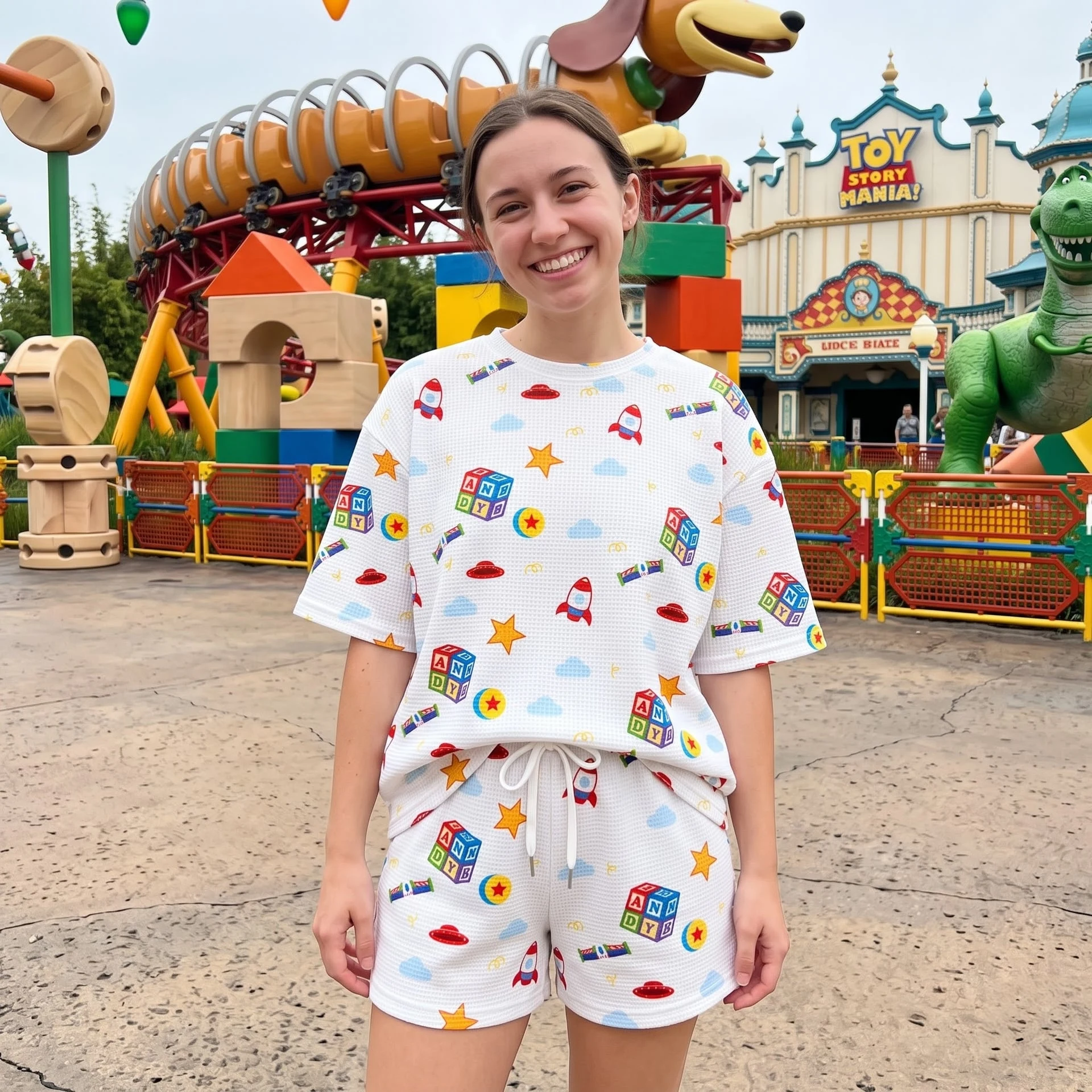 Disney Chip 'n Dale Brown Stripe Waffle Loungewear Set, Character Shirt and Shorts, Theme Park Vacation Outfit (Copy) - Image 3