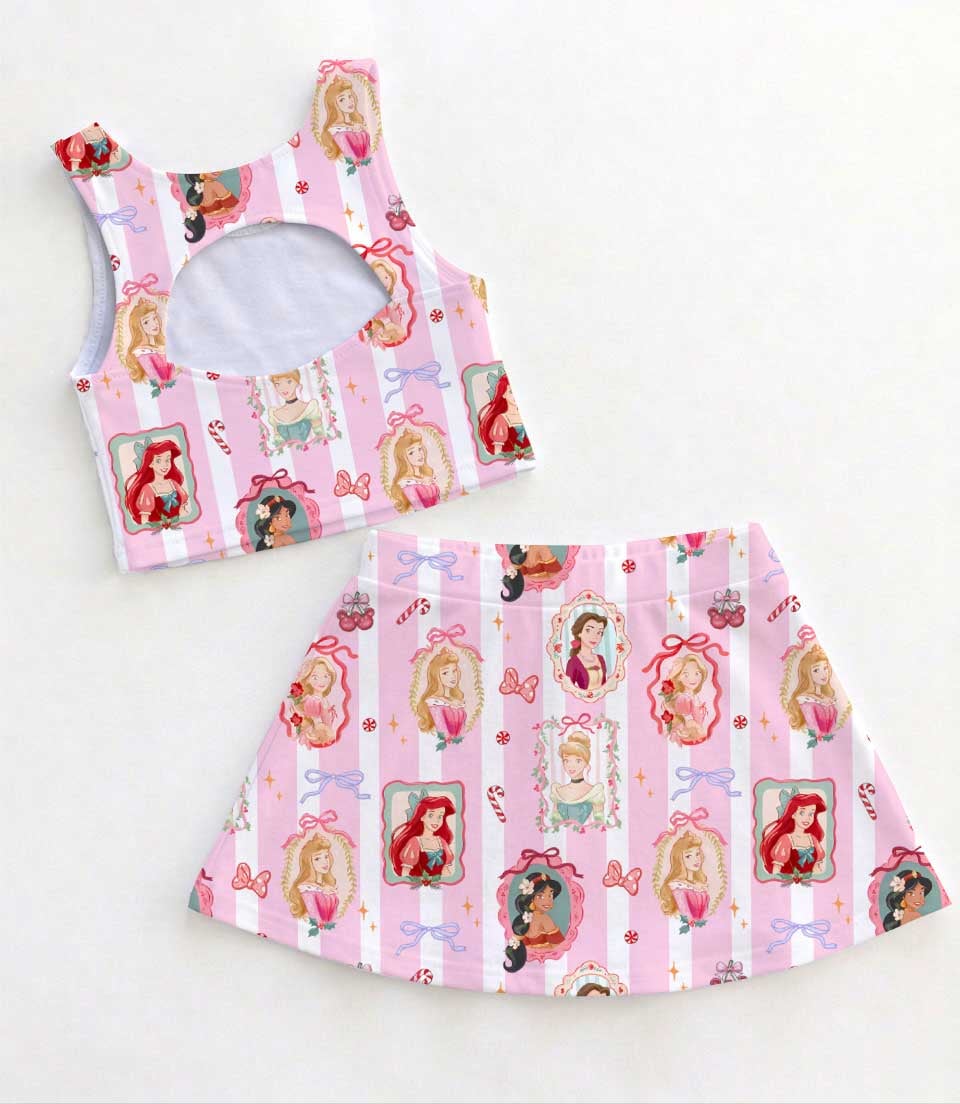 Disney Princess Christmas Tennis Dress Set, Holiday Crop Top & Skirt Outfit, Cute Christmas Matching Set - Image 3