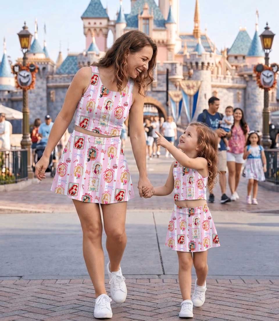 Disney Princess Christmas Tennis Dress Set, Holiday Crop Top & Skirt Outfit, Cute Christmas Matching Set - Image 7