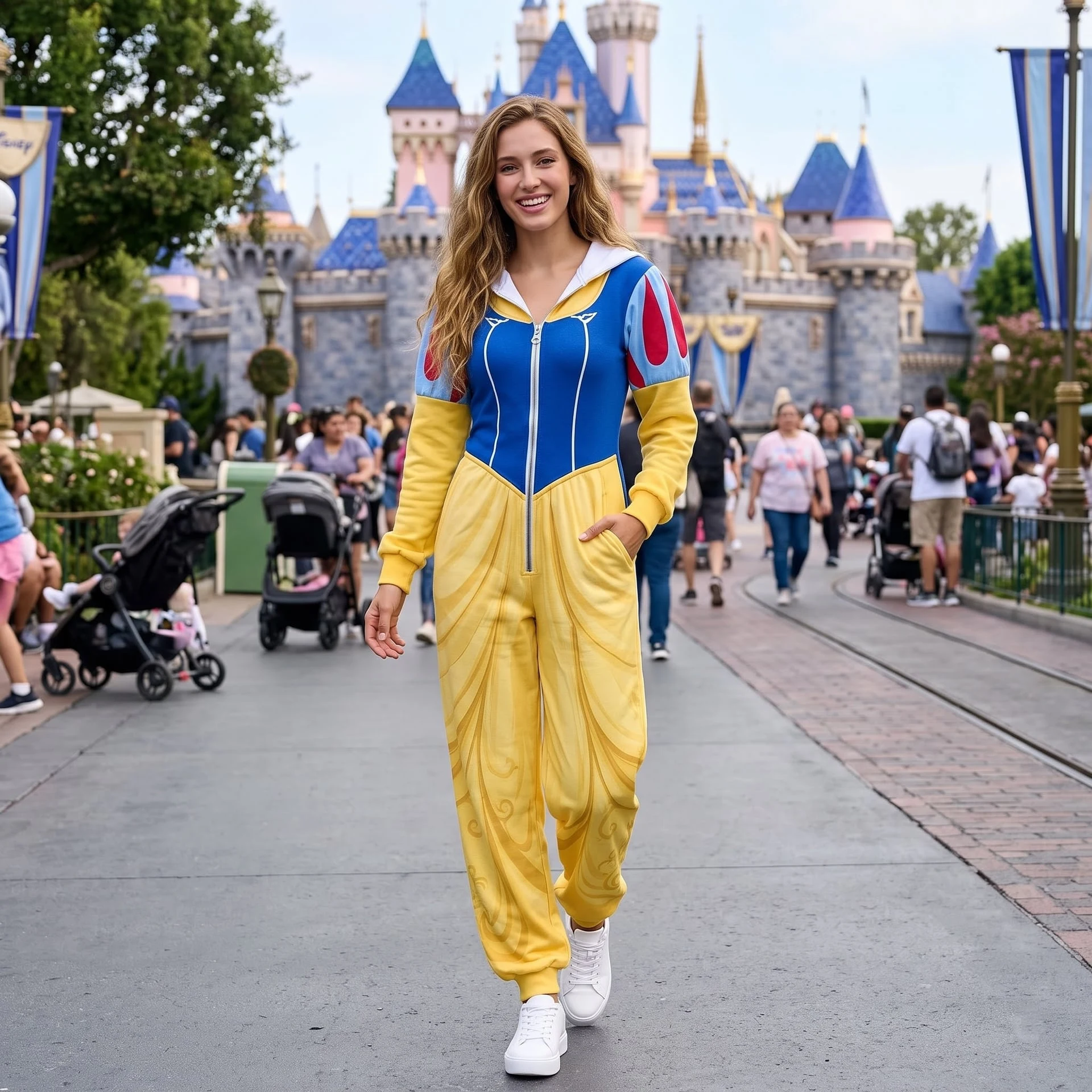 Custom Princess Hooded Jumpsuit Pajamas, Cinderella Belle Snow White Tiana Aurora  Costume - Image 5