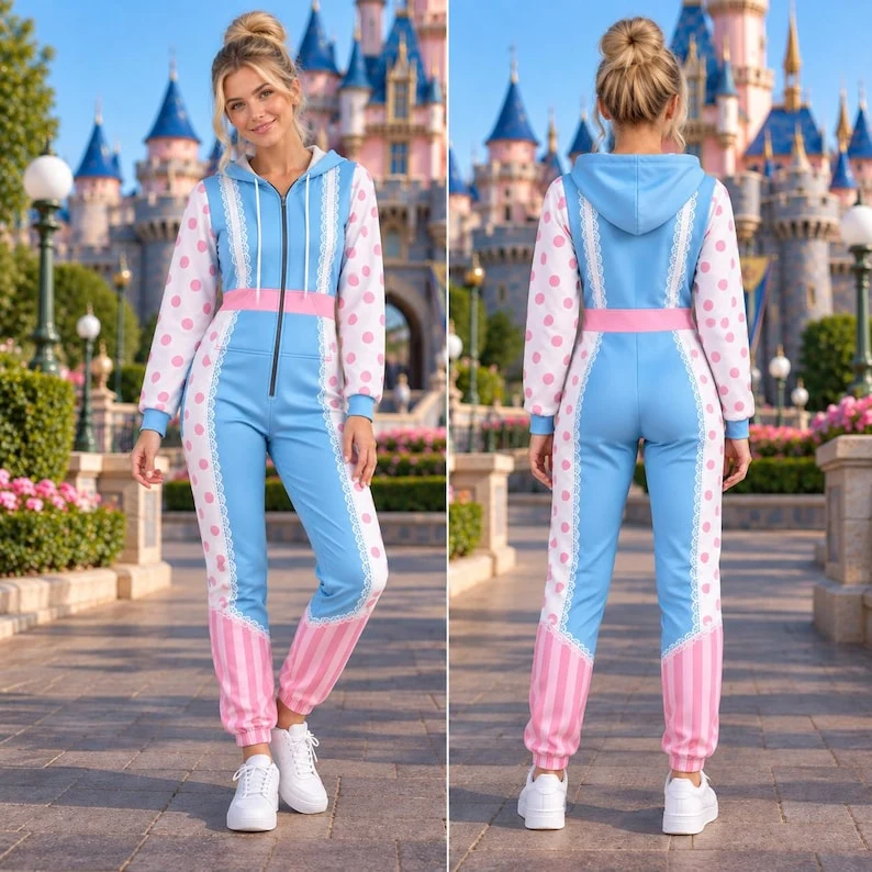 Toy Story Woody And Boo Peep Couple Costume Jumpsuit, Matching Zip Up Hooded Cosplay Outfit - Image 4