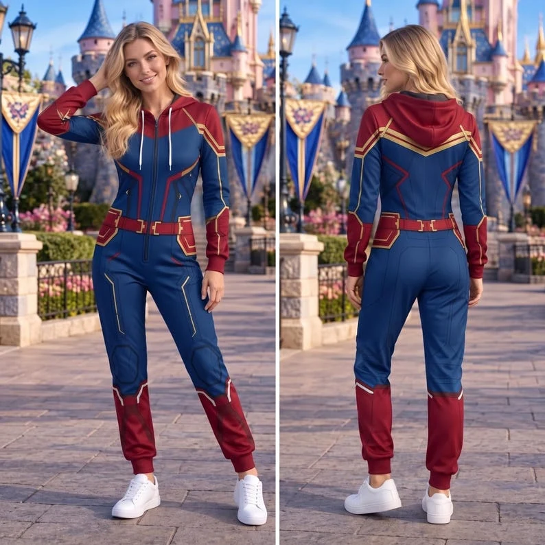 Christmas Patriotic Shield Hero Costume Jumpsuit, Star Superhero Tracksuit, Comic Hero Cosplay Outfit - Image 4