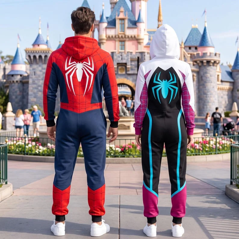 Christmas Spider Hero & Ghost Web Girl Costume Jumpsuit, Web Superhero Couple Cosplay - Image 3