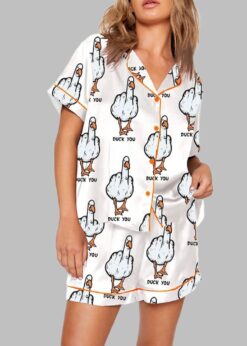 Duck You Third Finger Print Pajama Set