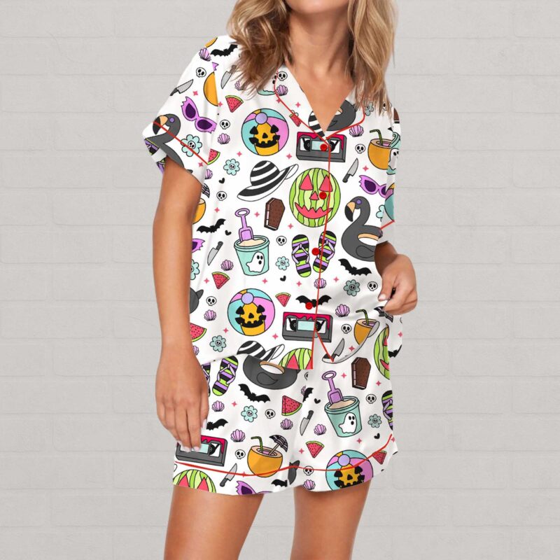 Summerween Halloween Spooky Silky Satin Pajama Set - Image 2