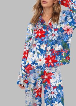 4th Of July Floral Pajama Set For Women