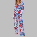 4th Of July Floral Pajama Set For Women