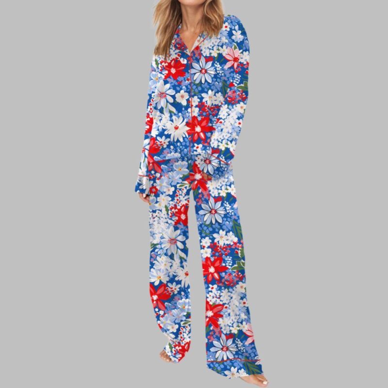 4th Of July Floral Pajama Set For Women - Image 2