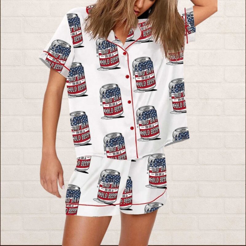 4th Of July It's A Bad Day To Be A Cold Beer Pajama Set - Image 2