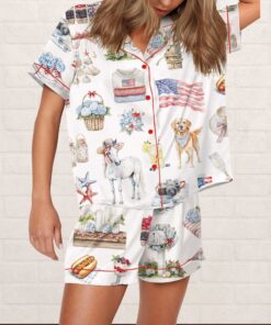 4th Of July Silky Satin Pajama Set