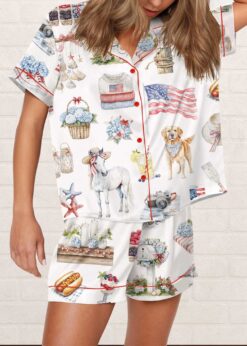 4th Of July Silky Satin Pajama Set