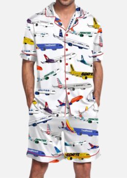 Airline Aircraft Satin Pajama Set For Men