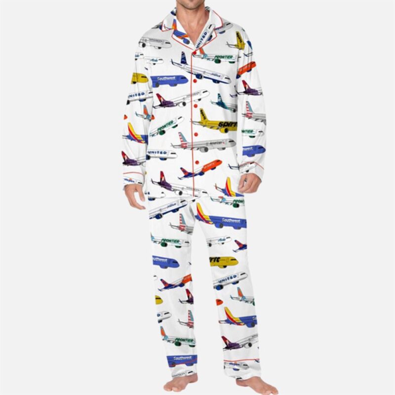 Airline Aircraft Satin Pajama Set For Men - Image 3