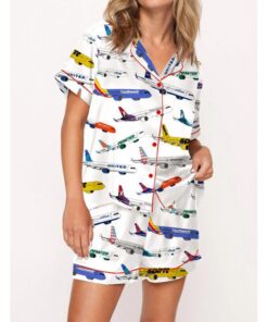 Airline Aircraft Satin Pajama Set For Women