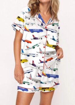 Airline Aircraft Satin Pajama Set For Women
