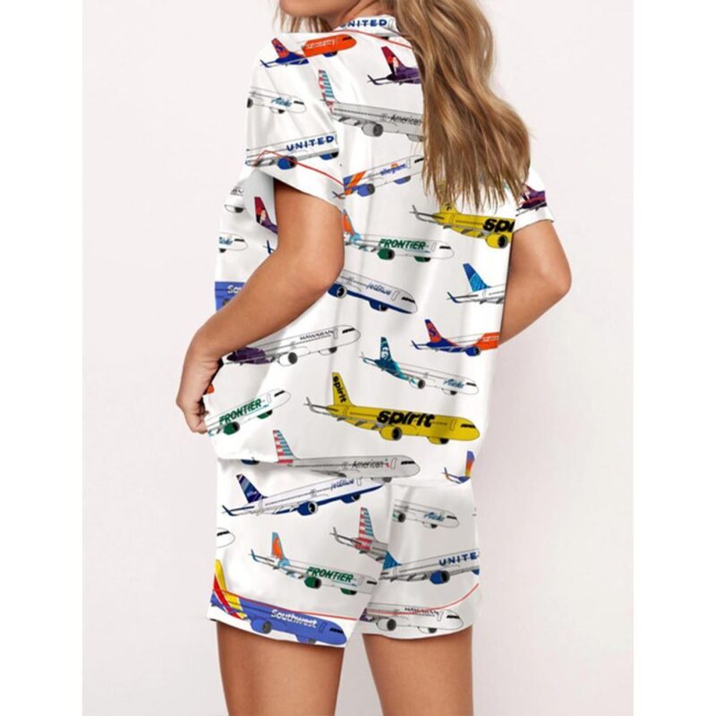 Airline Aircraft Satin Pajama Set For Women - Image 2