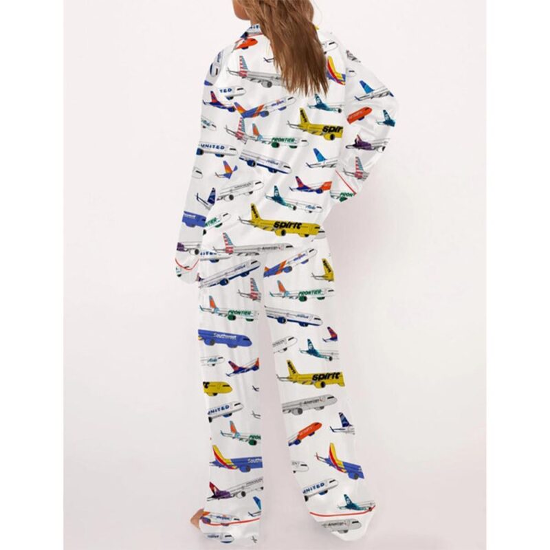 Airline Aircraft Satin Pajama Set For Women - Image 4