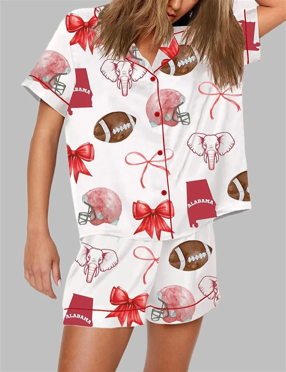 Alabama Bow Aesthetic Game Day Pajama Set - Image 2