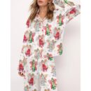 Angel Pattern With Stars Satin Pajama Set For Women