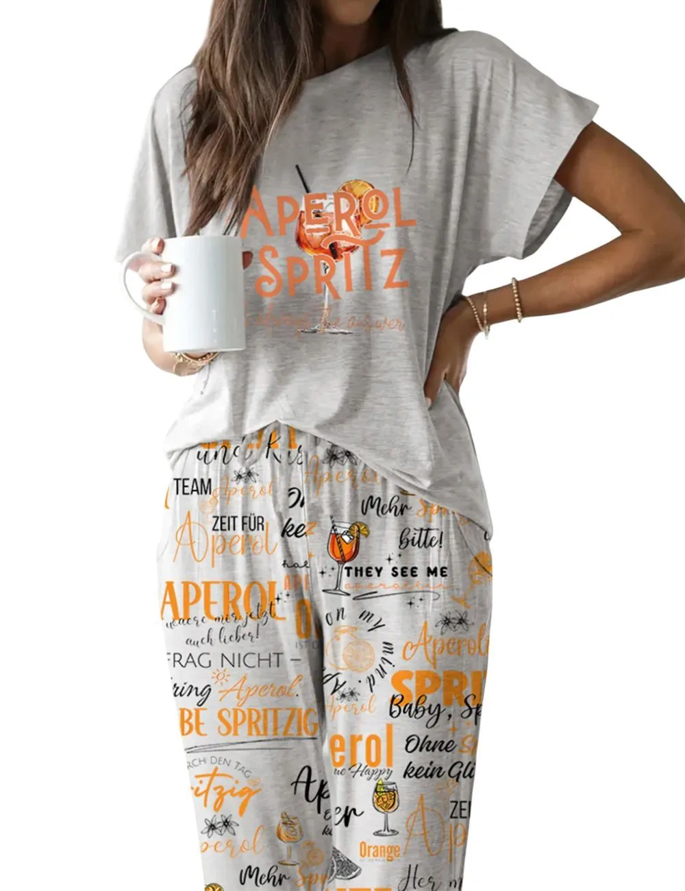 Aperol Spritz Casual Pajama Set For Women