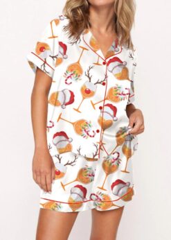 Aperol Spritz Christmas Satin Pajama Set For Women