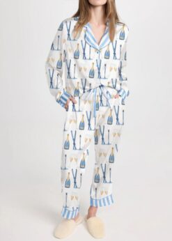 Apres Ski Champagne Pattern Pajama Set For Women