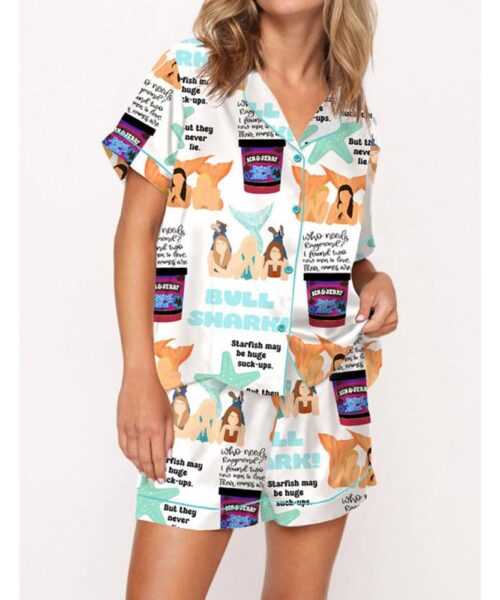 Aquamarine Mermaid Movie Satin Pajama Set For Women