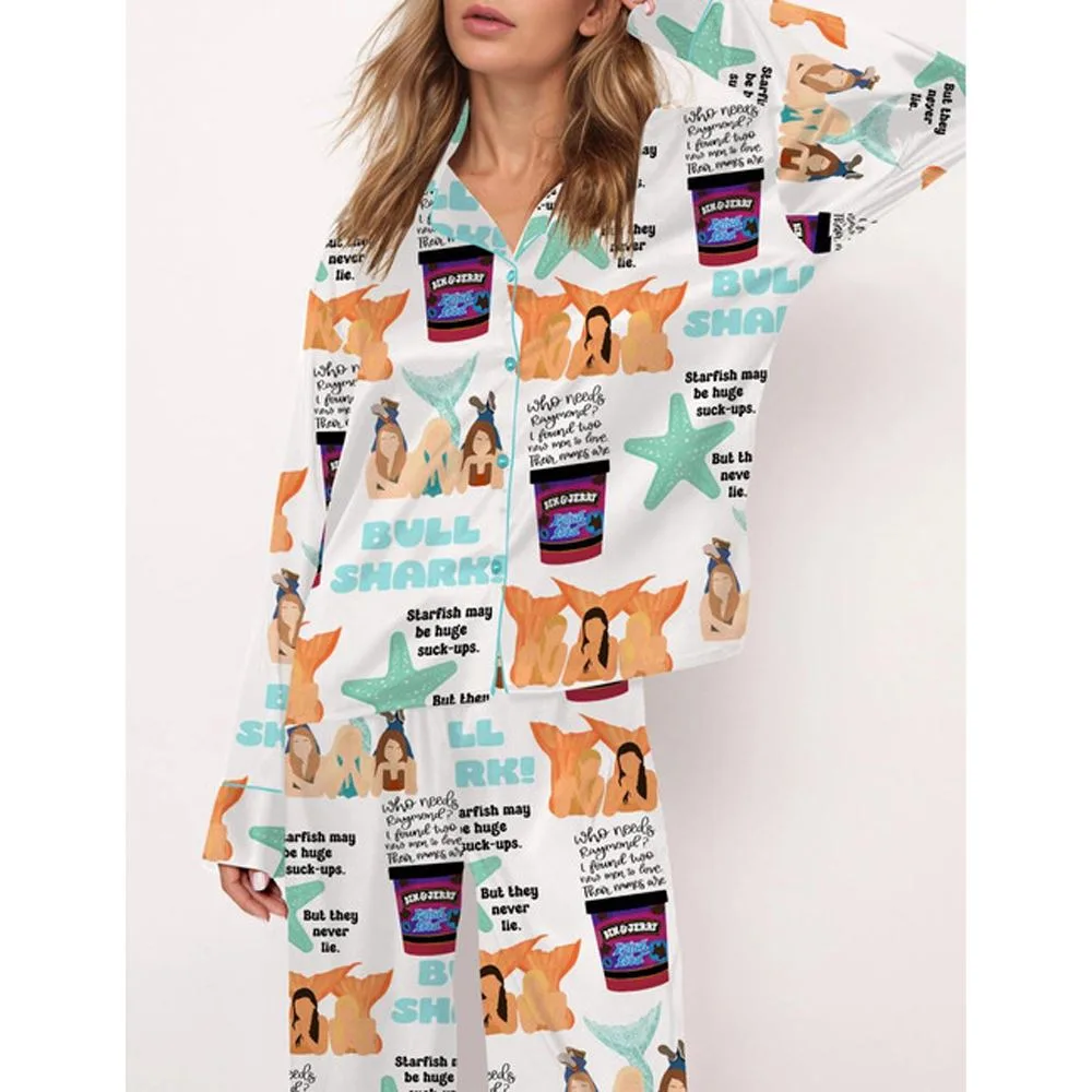 Aquamarine Mermaid Movie Satin Pajama Set For Women - Image 2