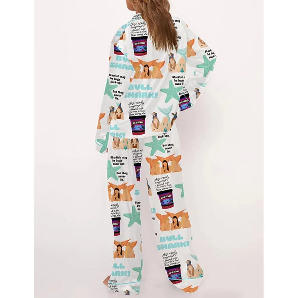 Aquamarine Mermaid Movie Satin Pajama Set For Women - Image 3