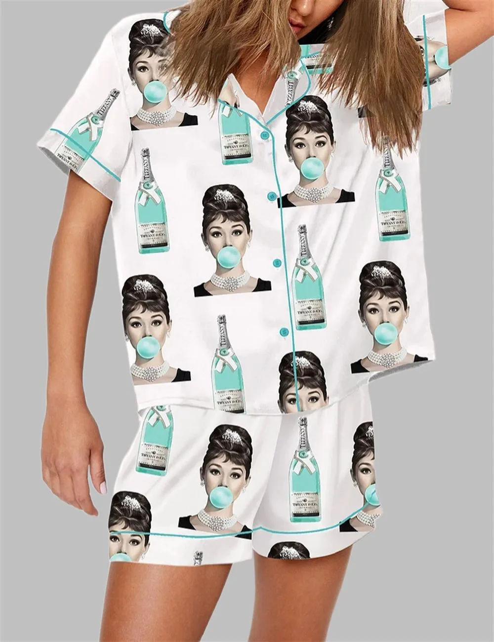Audrey Hepburn Tiffany's Champagne Pajama Set - Image 3