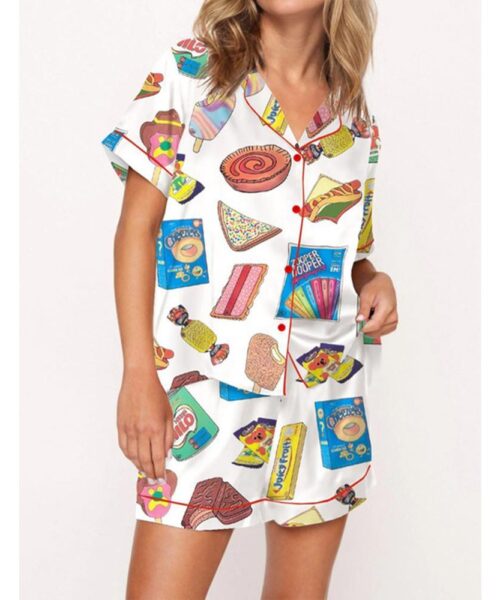 Aussie Fave Food Satin Pajama Set For Women