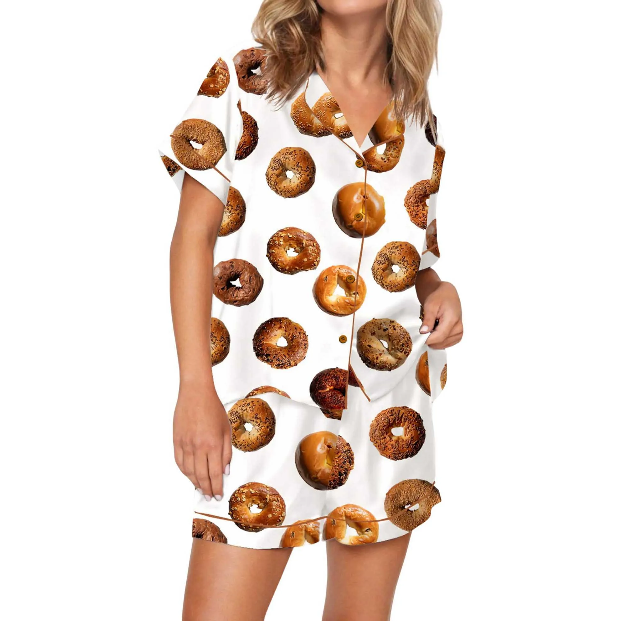 Bagel Satin Pajama Set For Women - Image 2
