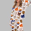 Baseball Coquette Bow Pajama Set For Women