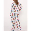 Baseball Ice Cream Drip Satin Pajama Set For Women