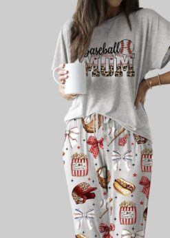Baseball Mama Casual Pajama Set For Women