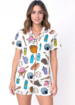 Baseball Mom Satin Pajama Set For Women