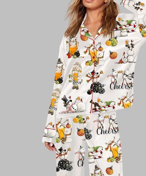 Beer Drinking Snowman Pajama Set
