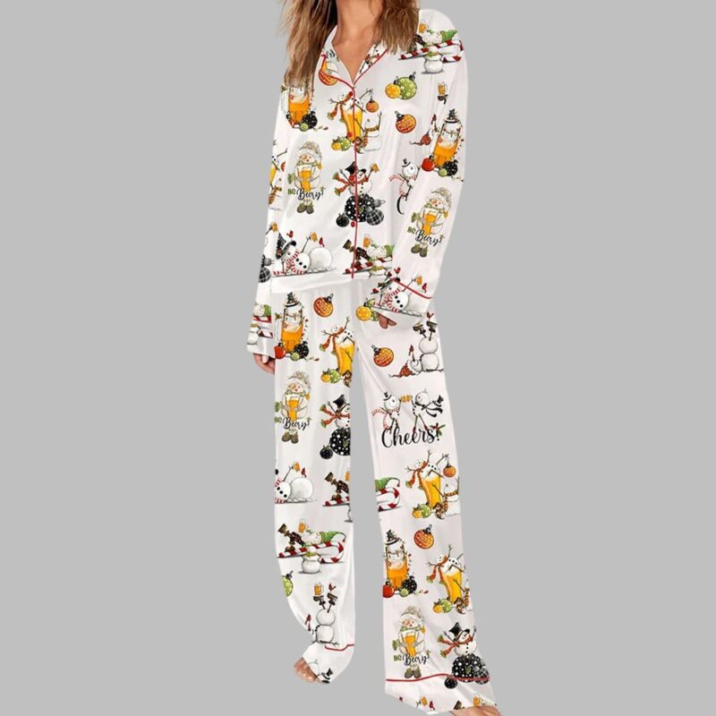 Beer Drinking Snowman Pajama Set - Image 2