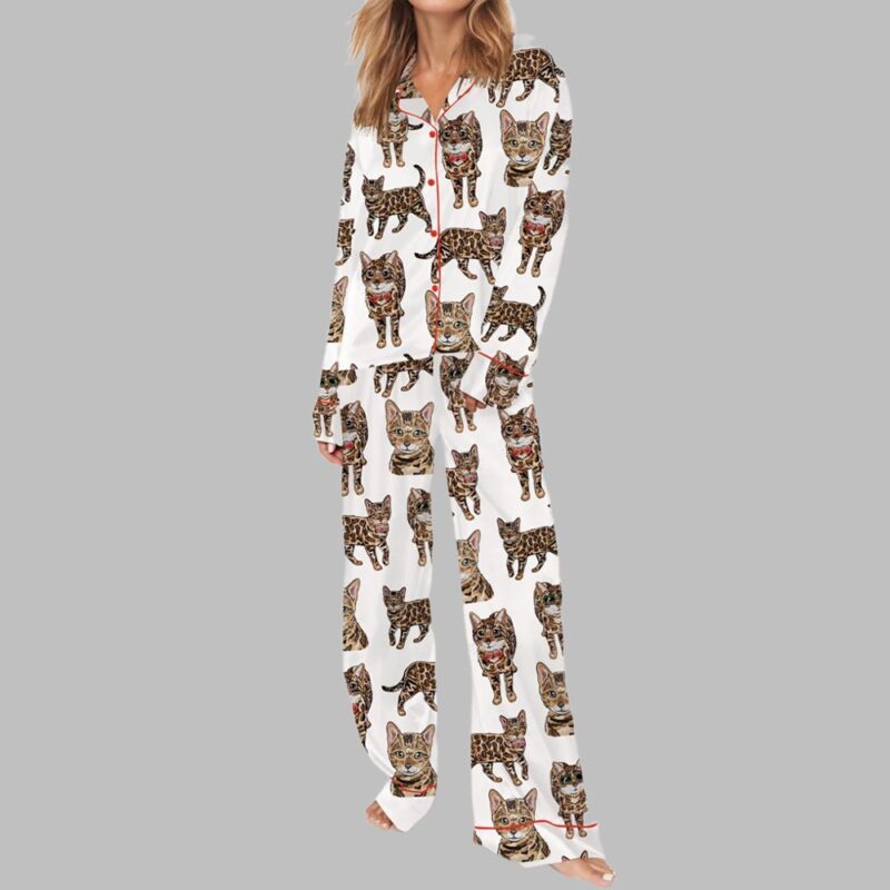 Bengal Cat Pajama Set For Women - Image 2